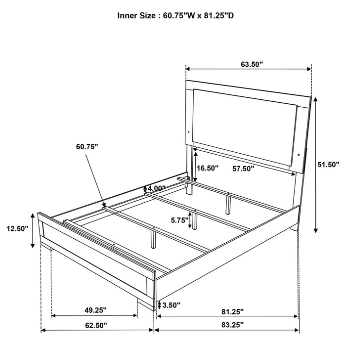 Hyland Wood Queen LED Panel Bed Natural and White - Walo Furniture