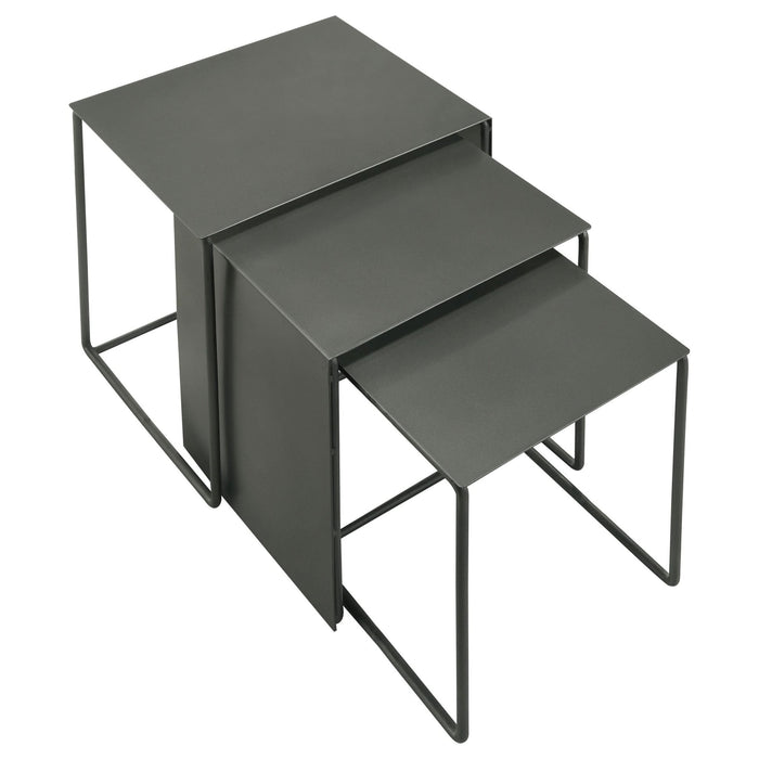 Imez 3 - piece Rectangular Metal Nesting Table Set Grey - Walo Furniture