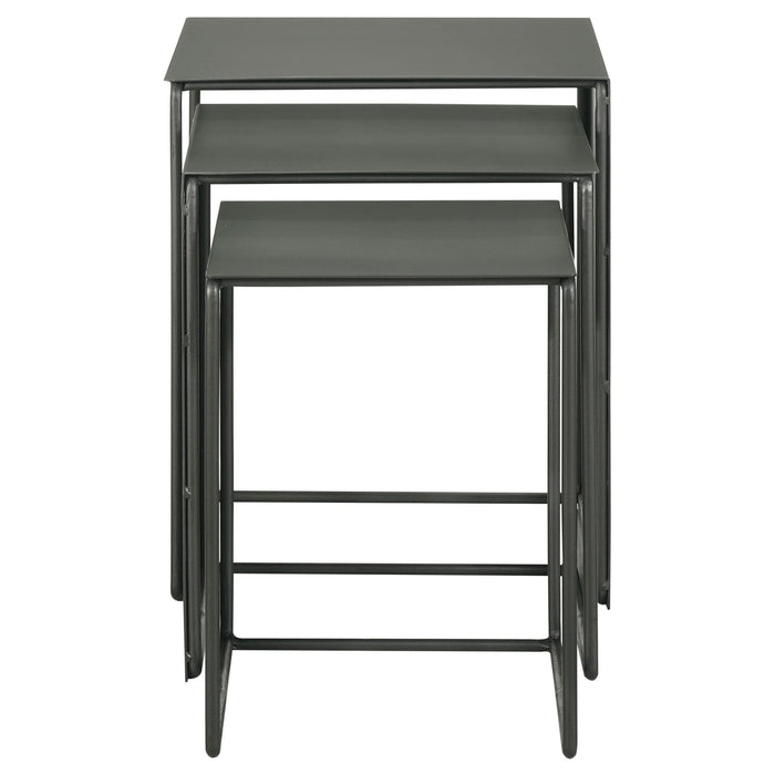 Imez 3 - piece Rectangular Metal Nesting Table Set Grey - Walo Furniture