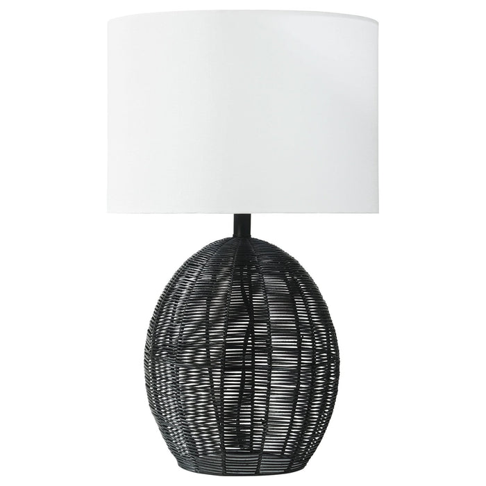 Indio Drum Shade Handwoven Rattan Table Lamp Black - Walo Furniture