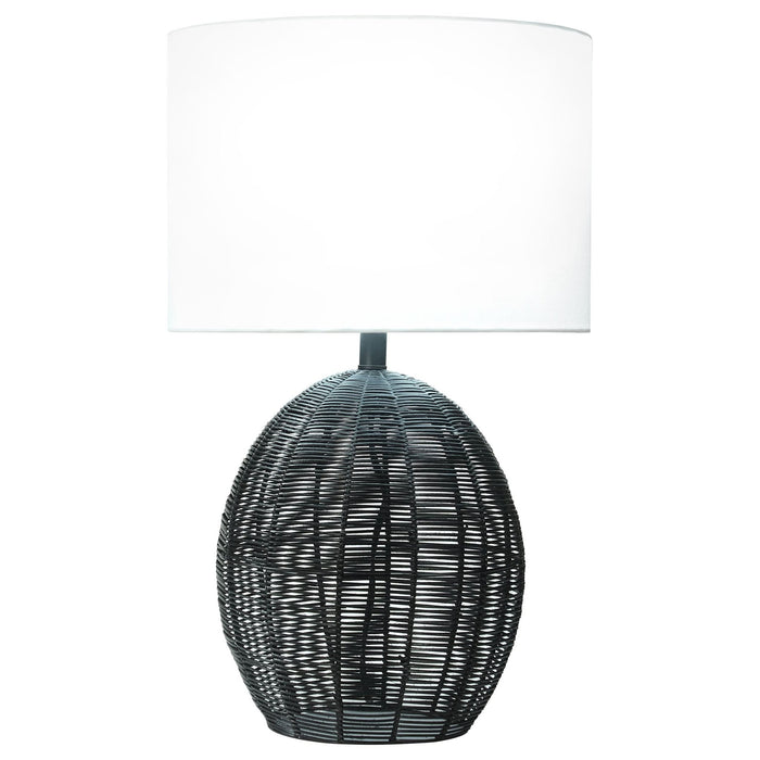 Indio Drum Shade Handwoven Rattan Table Lamp Black - Walo Furniture