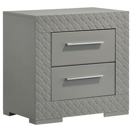 Ives 2 - drawer Nightstand Bedside Table Grey High Gloss - Walo Furniture