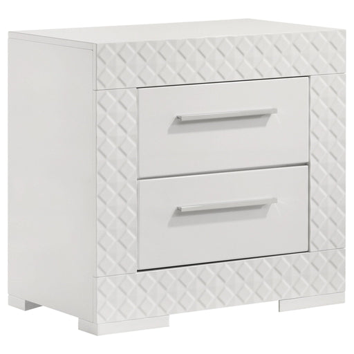 Ives 2 - drawer Nightstand Bedside Table White High Gloss - Walo Furniture