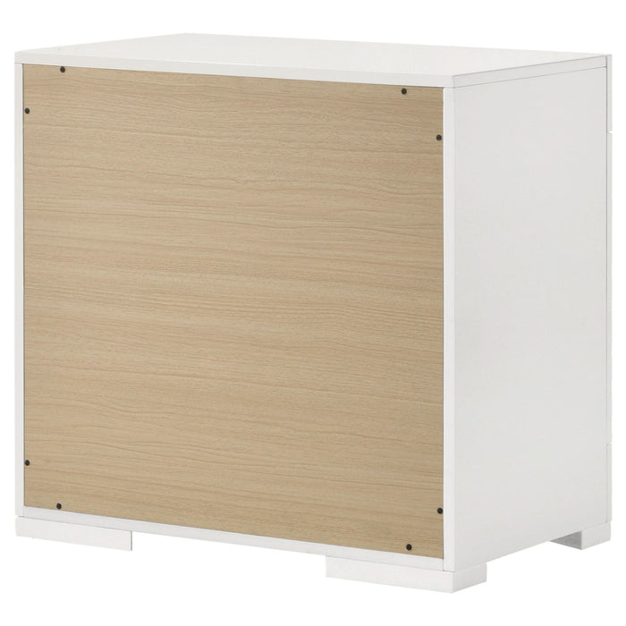 Ives 2 - drawer Nightstand Bedside Table White High Gloss - Walo Furniture