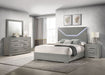 Ives 4 - piece Eastern King Bedroom Set Grey High Gloss - Walo Furniture