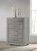 Ives 5 - drawer Bedroom Chest of Drawers Grey High Gloss - Walo Furniture