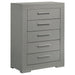 Ives 5 - drawer Bedroom Chest of Drawers Grey High Gloss - Walo Furniture