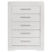 Ives 5 - drawer Bedroom Chest of Drawers White High Gloss - Walo Furniture