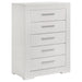 Ives 5 - drawer Bedroom Chest of Drawers White High Gloss - Walo Furniture