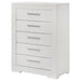 Ives 5 - drawer Bedroom Chest of Drawers White High Gloss - Walo Furniture