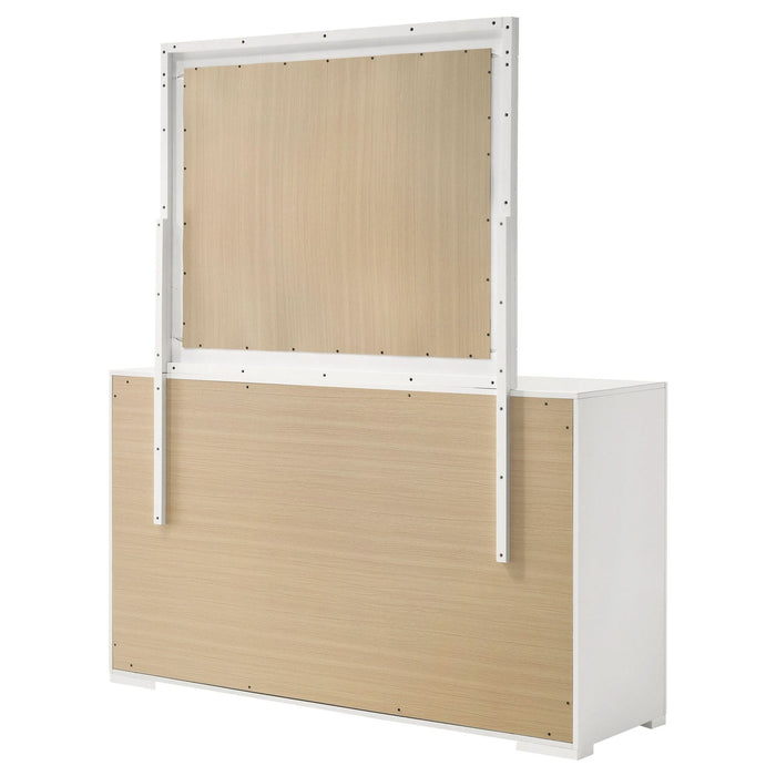 Ives 6 - drawer Dresser and Mirror White High Gloss - Walo Furniture