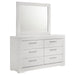 Ives 6 - drawer Dresser and Mirror White High Gloss - Walo Furniture