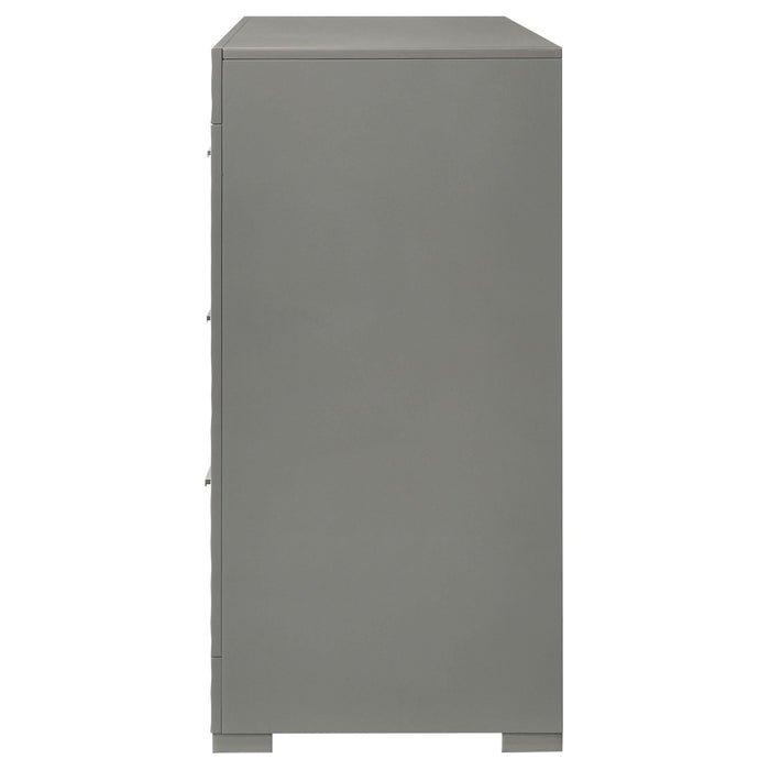 Ives 6 - drawer Dresser Cabinet Grey High Gloss - Walo Furniture