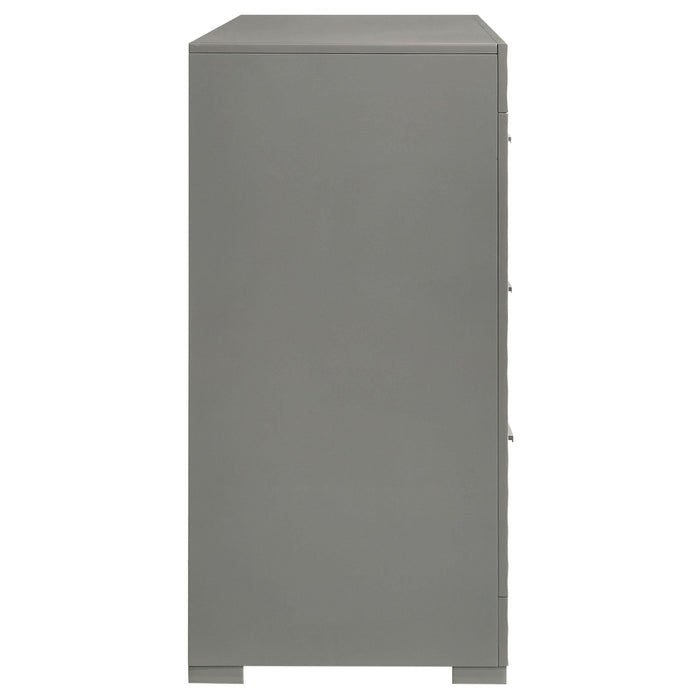 Ives 6 - drawer Dresser Cabinet Grey High Gloss - Walo Furniture