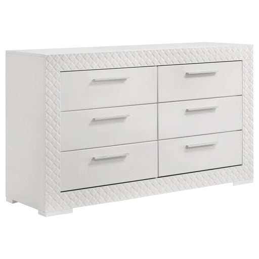 Ives 6 - drawer Dresser Cabinet White High Gloss - Walo Furniture