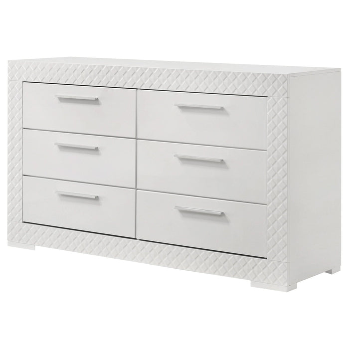 Ives 6 - drawer Dresser Cabinet White High Gloss - Walo Furniture