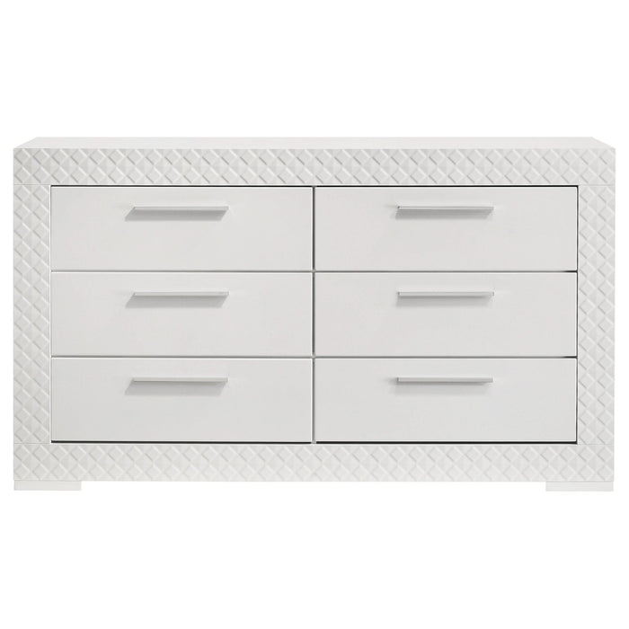 Ives 6 - drawer Dresser Cabinet White High Gloss - Walo Furniture