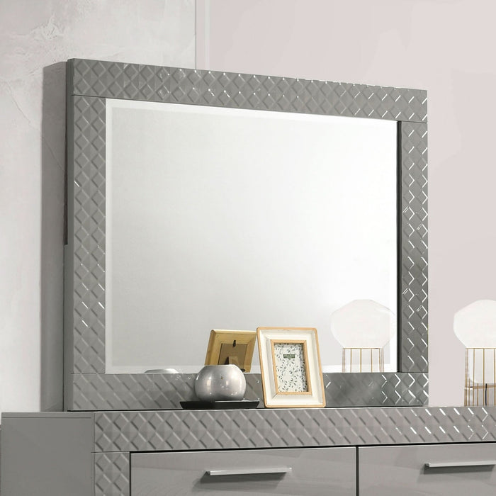 Ives Dresser Mirror Grey High Gloss - Walo Furniture