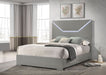 Ives Eastern King Panel Bed LED Headboard Grey High Gloss - Walo Furniture