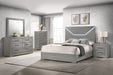 Ives Eastern King Panel Bed LED Headboard Grey High Gloss - Walo Furniture