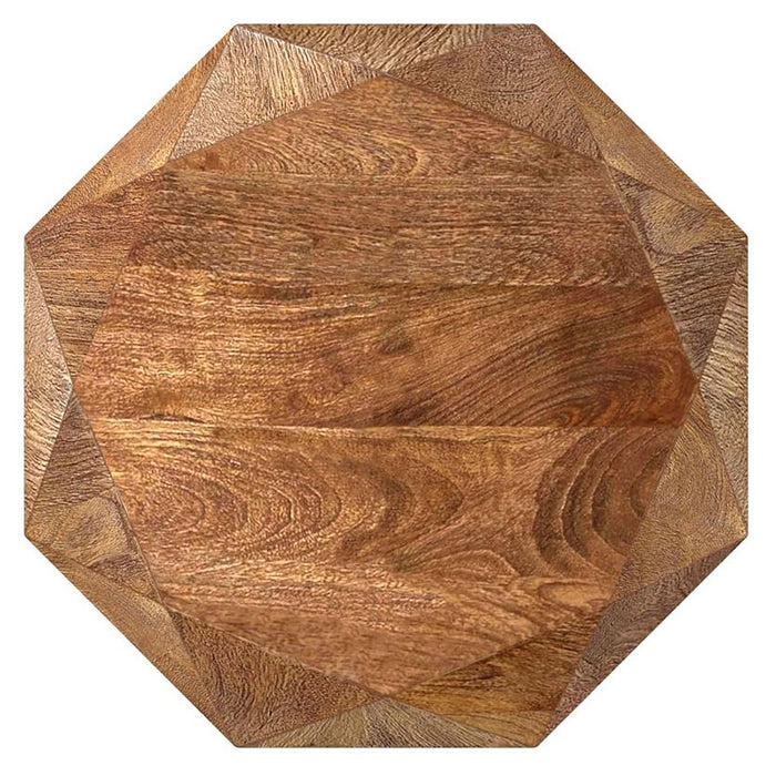 Jacinto Octagonal Solid Mango Wood Side Table Natural Brown - Walo Furniture