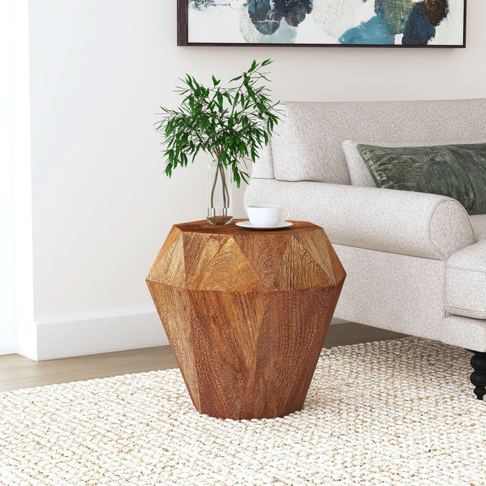 Jacinto Octagonal Solid Mango Wood Side Table Natural Brown - Walo Furniture