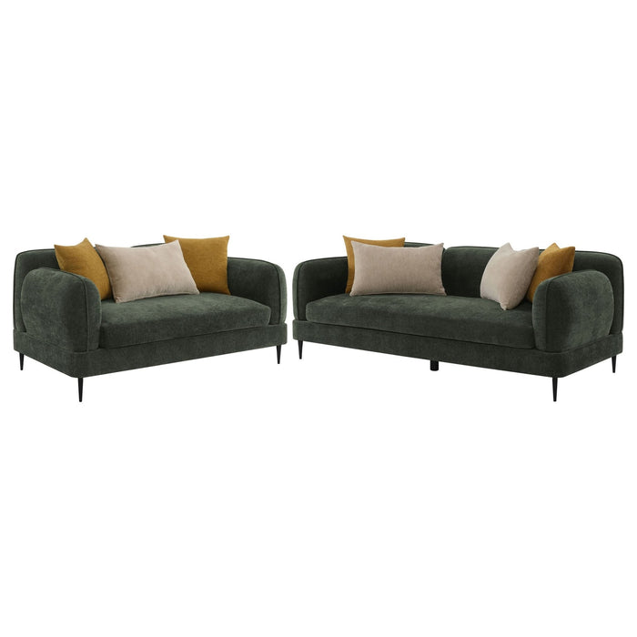 Jade 2 - piece Chenille Upholstered Sofa Set Green - Walo Furniture