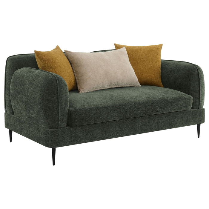 Jade Chenille Upholstered Modern Track Arm Loveseat Green - Walo Furniture