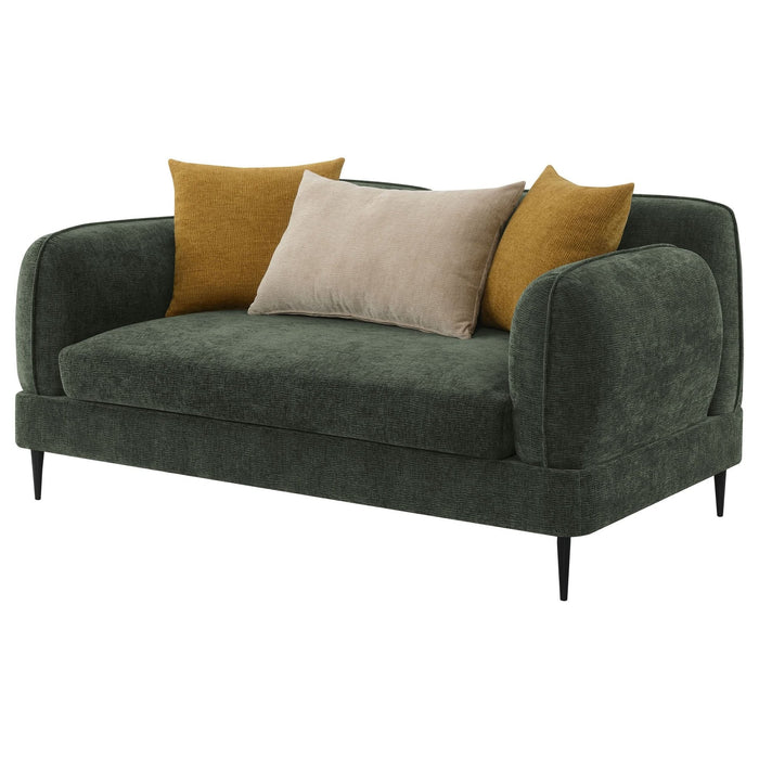 Jade Chenille Upholstered Modern Track Arm Loveseat Green - Walo Furniture