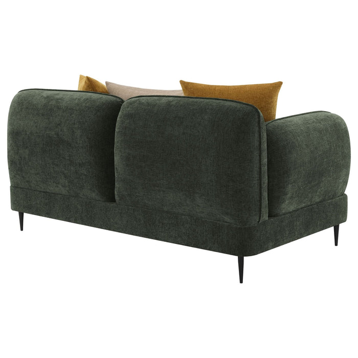 Jade Chenille Upholstered Modern Track Arm Loveseat Green - Walo Furniture