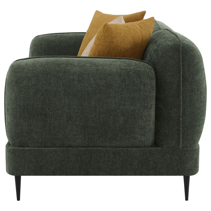 Jade Chenille Upholstered Modern Track Arm Loveseat Green - Walo Furniture