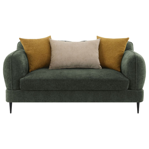 Jade Chenille Upholstered Modern Track Arm Loveseat Green - Walo Furniture