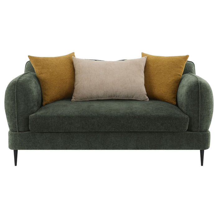 Jade Chenille Upholstered Modern Track Arm Loveseat Green - Walo Furniture