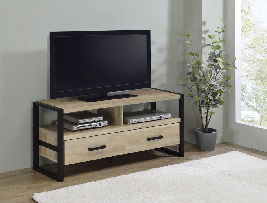 James 2 - drawer Engineered Wood 48" TV Stand Distressed Pine - Walo Furniture