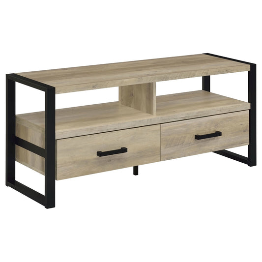 James 2 - drawer Engineered Wood 48" TV Stand Distressed Pine - Walo Furniture