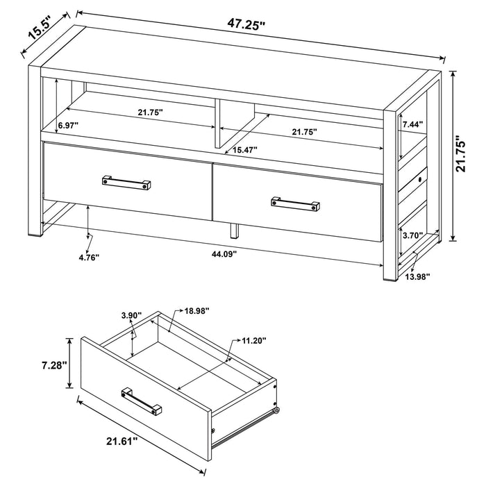 James 2 - drawer Engineered Wood 48" TV Stand Distressed Pine - Walo Furniture