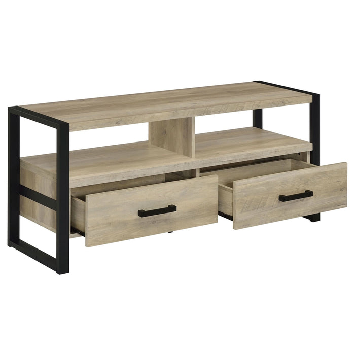 James 2 - drawer Engineered Wood 48" TV Stand Distressed Pine - Walo Furniture