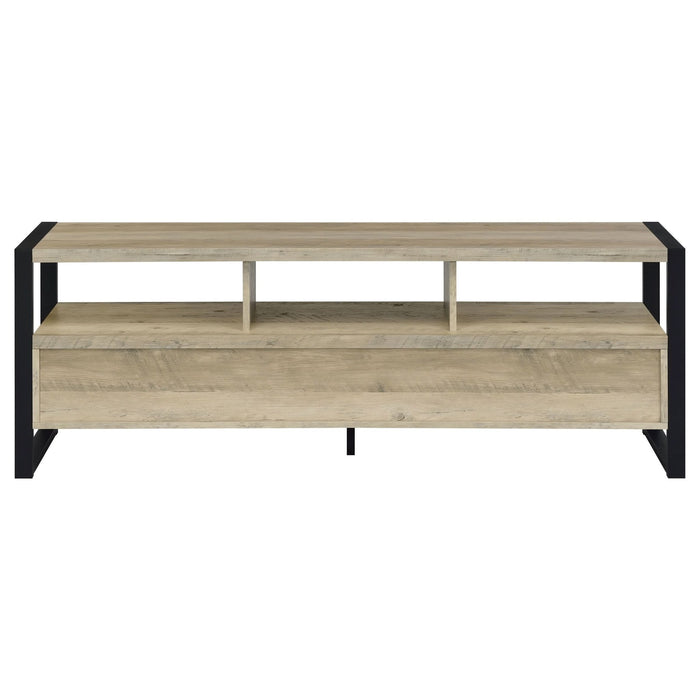 James 3 - drawer Engineered Wood 60" TV Stand Distressed Pine - Walo Furniture