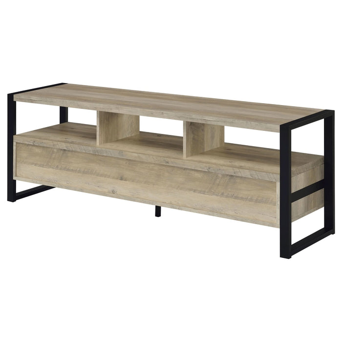 James 3 - drawer Engineered Wood 60" TV Stand Distressed Pine - Walo Furniture