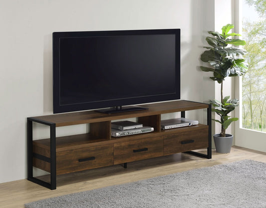 James 3 - drawer Engineered Wood 71" TV Stand Dark Pine - Walo Furniture