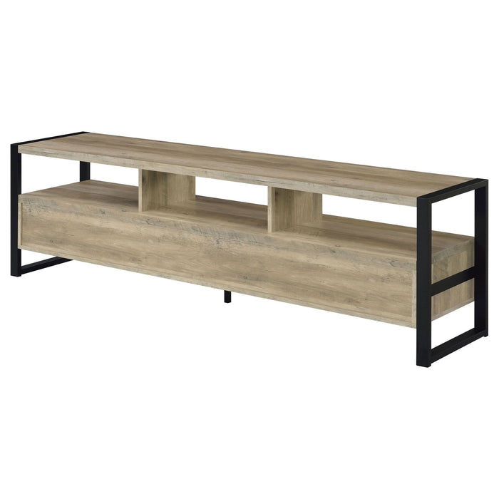 James 3 - drawer Engineered Wood 71" TV Stand Distressed Pine - Walo Furniture