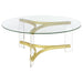 Janessa Round Glass Top Acrylic Leg Coffee Table Matte Brass - Walo Furniture