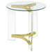 Janessa Round Glass Top Acrylic Leg End Table Matte Brass - Walo Furniture