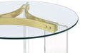 Janessa Round Glass Top Acrylic Leg End Table Matte Brass - Walo Furniture