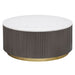 Jason Round Marble Top Coffee Table White and Charcoal - Walo Furniture