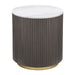 Jason Round Marble Top Side End Table White and Charcoal - Walo Furniture