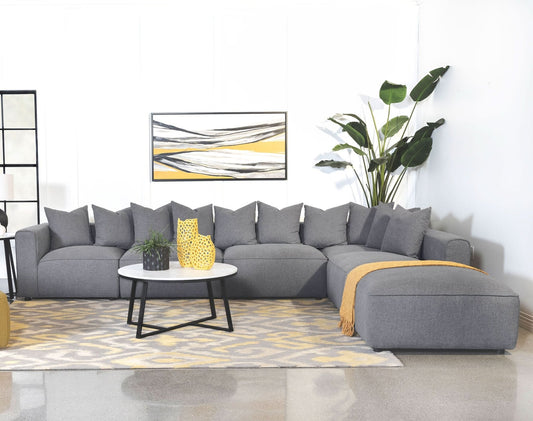 Jennifer 6 - piece Upholstered Modular Sectional Grey - Walo Furniture