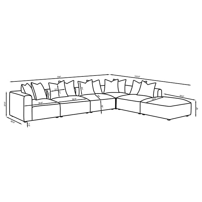 Jennifer 6 - piece Upholstered Modular Sectional Grey - Walo Furniture