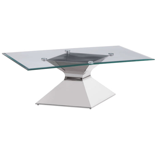 Jenny Glass Top Stainless Steel Coffee Table Chrome - Walo Furniture