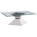 Jenny Glass Top Stainless Steel Coffee Table Chrome - Walo Furniture